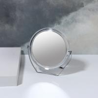 Зеркало настольное &laquo;Круг&raquo;, на подставке, двустороннее, с увеличением, d зеркальной поверхности 12,5 см, цвет прозрачный