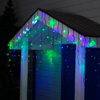 Гирлянда &laquo;Бахрома&raquo; 3 &times; 0.6 м, IP44, УМС, тёмная нить, 160 LED, свечение мульти, 220 В