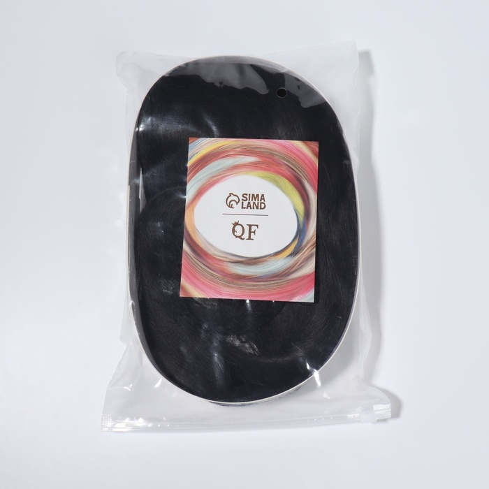 Парик искусственный, с чёлкой, имитация кожи, 60 см, цвет чёрный