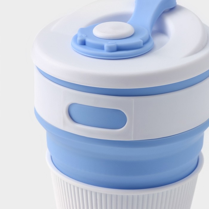 Стакан складной с крышкой Доляна «С собой», 350 мл, 8,5×14 см, цвет голубой Стакан складной с крышкой Доляна «С собой», 350 мл, 8,5×14 см, цвет голубой