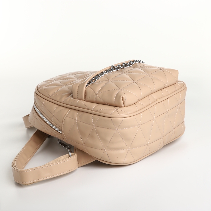 Рюкзак женский на молнии, цвет бежевый