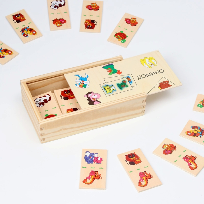 Домино &laquo;Звери с детёнышами&raquo; 10,5 &times; 18,5 &times; 5 см