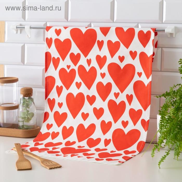 Полотенце "Этель" Red hearts 40х73см, 100% хлопок, саржа 190 г/м2