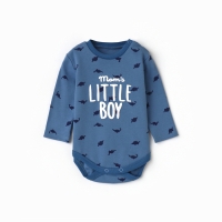 Боди детское с длинным рукавом "Дино", цвет голубой, рост 80