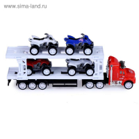 Грузовик инерционный «Автовоз», с 4 квадроциклами, МИКС Грузовик инерционный «Автовоз», с 4 квадроциклами, МИКС