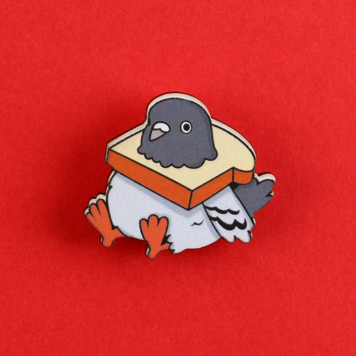 Значок деревянный &laquo;Голубь&raquo; , серия мемы ,3,2 х 3 см