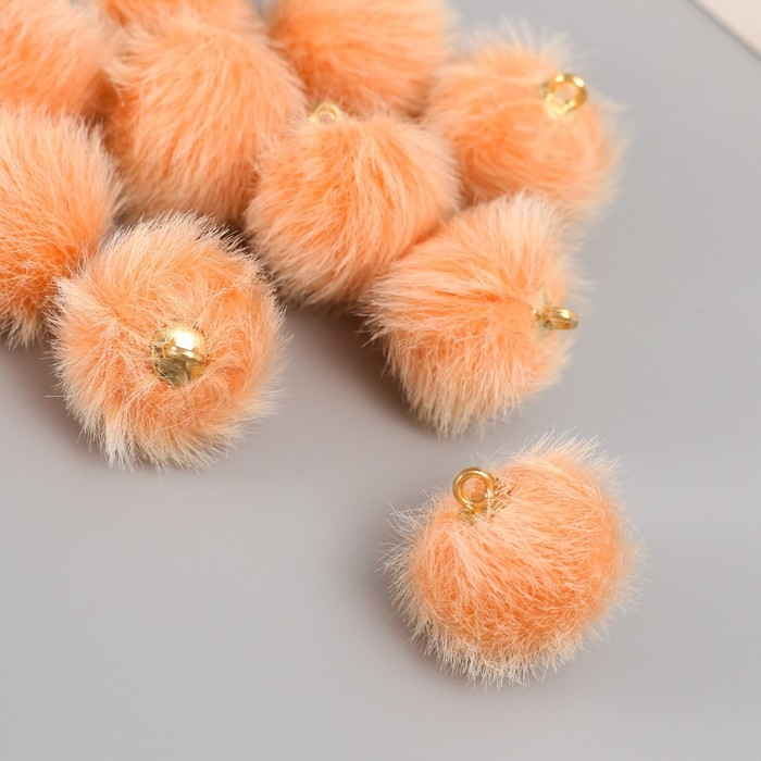 Декор для творчества искусственный мех Декор для творчества искусственный мех "Шарик" персиковый набор 10 шт, d=2 см