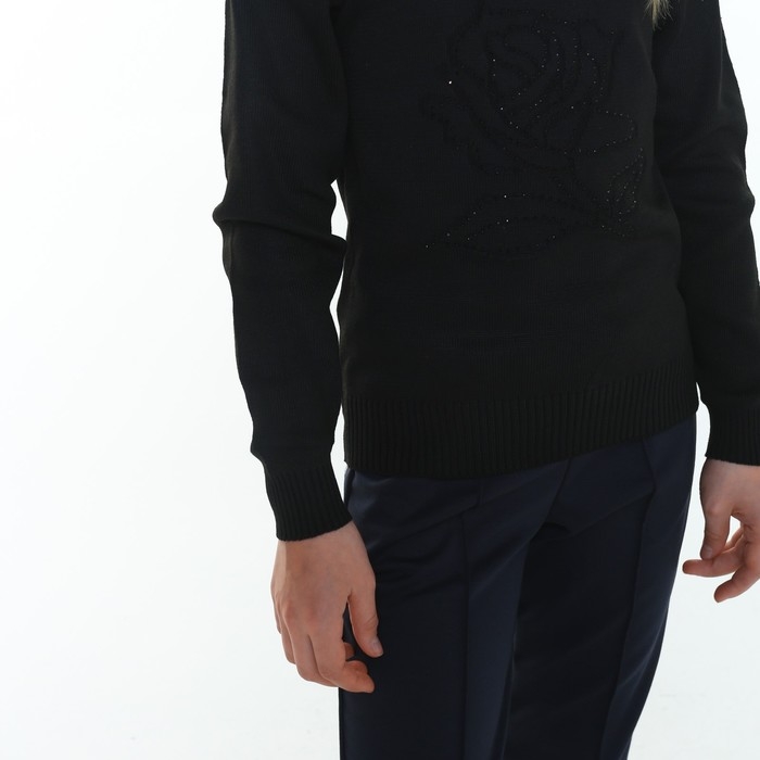 Джемпер-обманка для девочки, цвет чёрный, рост 152-158см