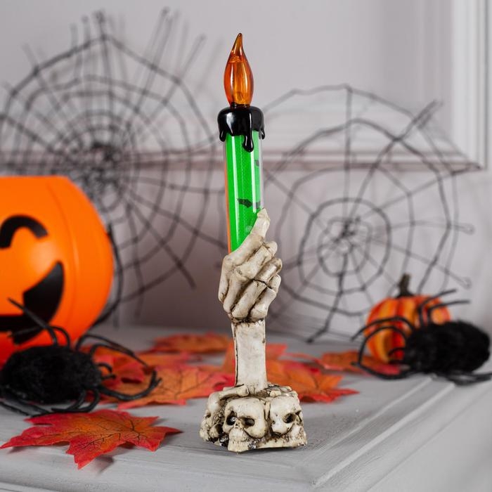 Светодиодная фигура &laquo;Свеча зелёная&raquo; 6 &times; 16 &times; 6 см, пластик, батарейки AG13х3 (в комплекте), свечение тёплое белое