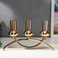 Подсвечник металл, стекло на 3 свечи "Зеркало души" золото 22,5х41,5х8,5 см Подсвечник металл, стекло на 3 свечи "Зеркало души" золото 22,5х41,5х8,5 см