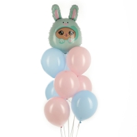 Набор воздушных шаров &laquo;Мишка в зайке&raquo;, фольга, латекс, 9 шт.