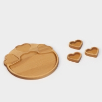 Подарочный набор деревянной посуды Adelica, поднос с 3 соусниками, 30&times;28&times;1,8 см, в подарочной коробке, берёза