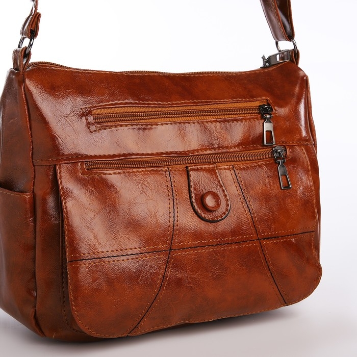 Сумка женская на одно плечо, на молнии, цвет коричневый Сумка женская на одно плечо, на молнии, цвет коричневый