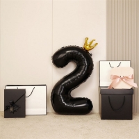 Шар фольгированный 40" &laquo;Цифра 2 с короной&raquo;, цвет чёрный