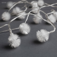 Гирлянда &laquo;Нить&raquo; 3 м с насадками &laquo;Ёжики&raquo;, IP20, прозрачная нить, 20 LED, батарейки AAх3 (нет в комплекте), свечение мульти