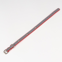 Ошейник с косточками светоотражающий, 37 х 1,3 см, ОШ 26-33, красный Ошейник с косточками светоотражающий, 37 х 1,3 см, ОШ 26-33, красный