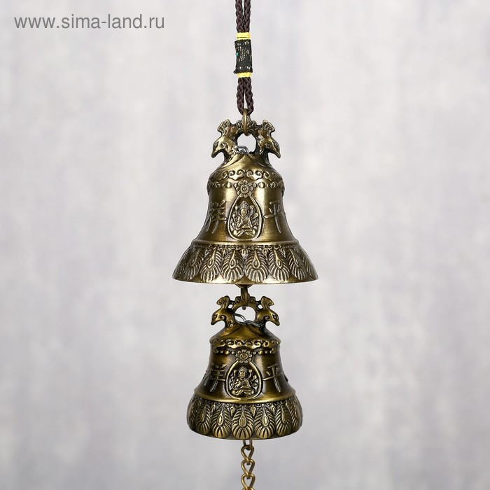 Колокольчик металл Колокольчик металл "Феникс и будда" 2 колокольчика d=5 и d=4,2 см 29х5х5 см