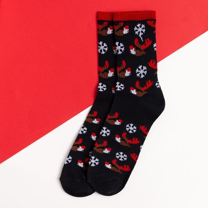 Носки новогодние мужские KAFTAN Носки новогодние мужские KAFTAN "Олень" размер 41-44 (27-29 см), цвет синий