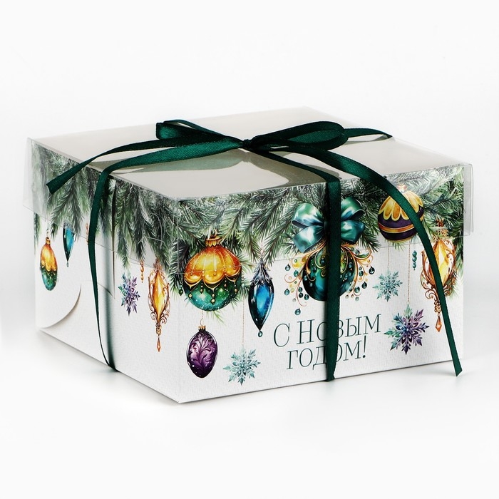 Коробка для капкейка &laquo;Еловые веточки&raquo;, 16 х 16 х 10 см, Новый год