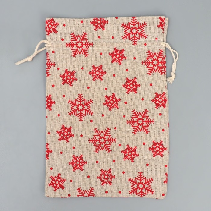 Мешочек подарочный холща &laquo;Дарю от всей души&raquo;, снежинки, холща,16 х 24 см +/- 1.5 см, Новый год