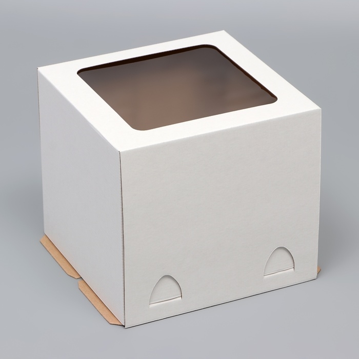Коробка под торт, с окном, без ручек, белая, 24 х 24 х 22 см Коробка под торт, с окном, без ручек, белая, 24 х 24 х 22 см