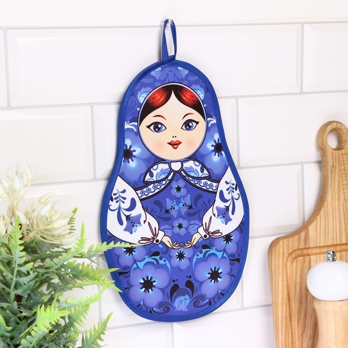 Прихватка &laquo;Матрёшка&raquo;, гжель, сувенирная, 29х20 см