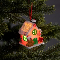 Ёлочная игрушка «Дом из конфет» 6 × 7.6 × 5.5 см, от батареек, свечение тёплое белое Ёлочная игрушка «Дом из конфет» 6 × 7.6 × 5.5 см, от батареек, свечение тёплое белое