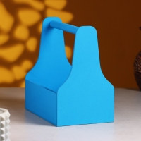 Кашпо деревянное 20&times;12.5&times;20 см Стелла Моно, с ручкой, синий Дарим Красиво