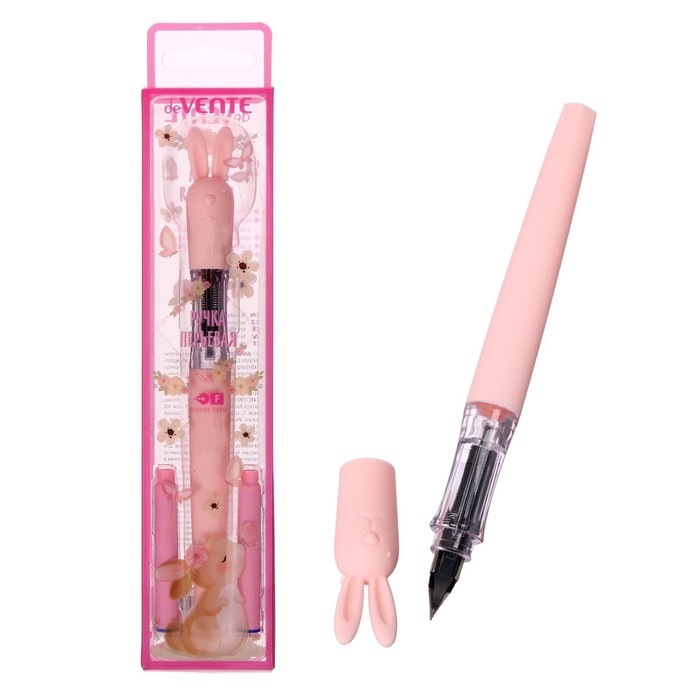 Ручка перьевая ШКОЛЬНАЯ, deVENTE Ручка перьевая ШКОЛЬНАЯ, deVENTE "Зайка", размер пера F, 0,6 мм, с 2-мя баллончиками, чернила синие