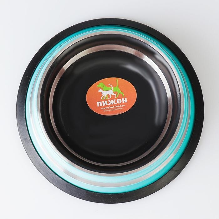 Миска с нескользящим основанием двухцветная с полосой, 230 мл, бирюзовая Миска с нескользящим основанием двухцветная с полосой, 230 мл, бирюзовая