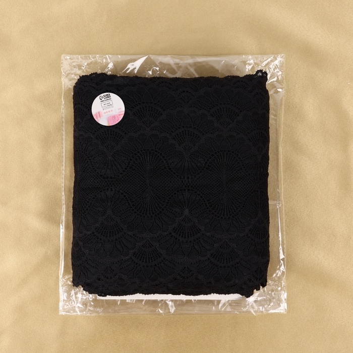 Кружевная эластичная ткань, 180 мм &times; 23 &plusmn; 1 м, цвет чёрный