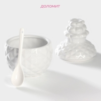 Банка для хранения сыпучих продуктов с ложкой Доляна &laquo;Ананас&raquo;, 300 мл, 10&times;14,5 см, керамическая, цвет белый