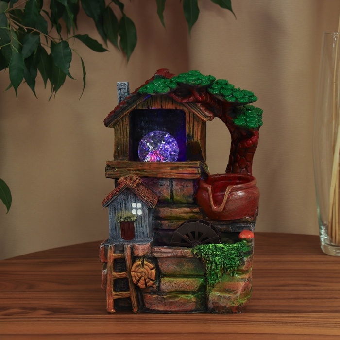 Фонтан Фонтан "Домики с лестницей под деревом " 27х19 см (с подсветкой)