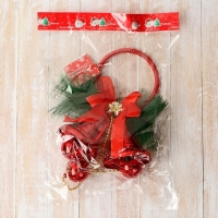 Украшение новогоднее "Уютная сказка" кольцо колокольчики шарики, 16х39 см, красный Украшение новогоднее "Уютная сказка" кольцо колокольчики шарики, 16х39 см, красный