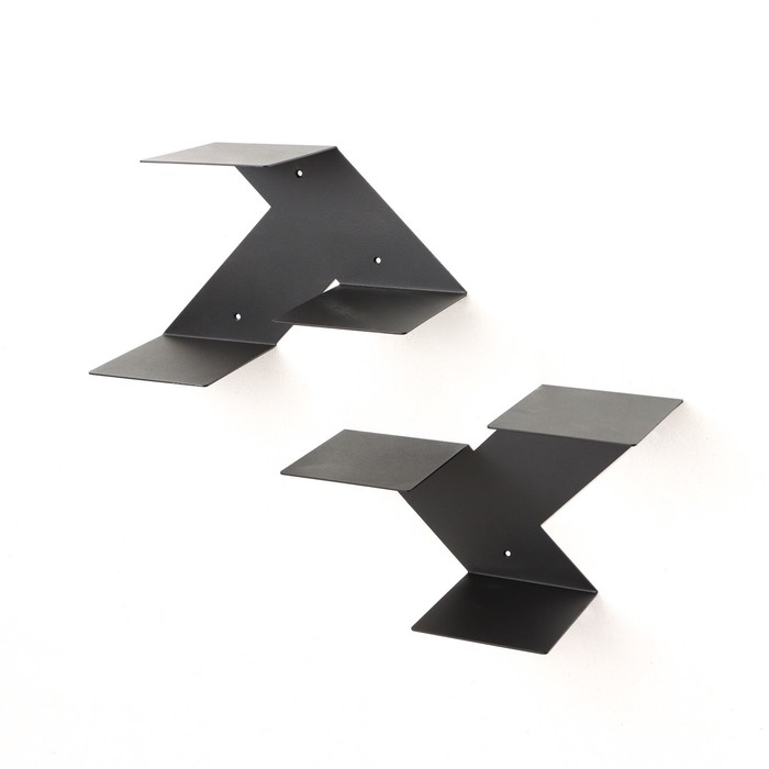 Вешалка-полка "Итальянская", 2 шт, черная, толщина металла 2 мм, 39 х 16 х 25 см