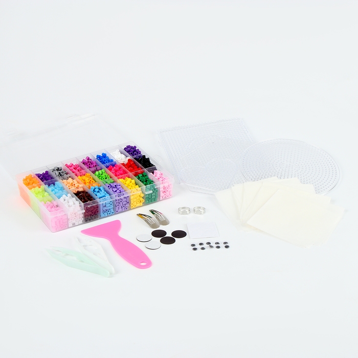 Термомозаика, 24 цвета, светятся в темноте, основа &mdash; 4 шт., пинцет &mdash; 2 шт., магнит &mdash; 5 шт., глазки