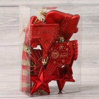 Набор украшений пластик 8 шт "Уютный вечер" красный