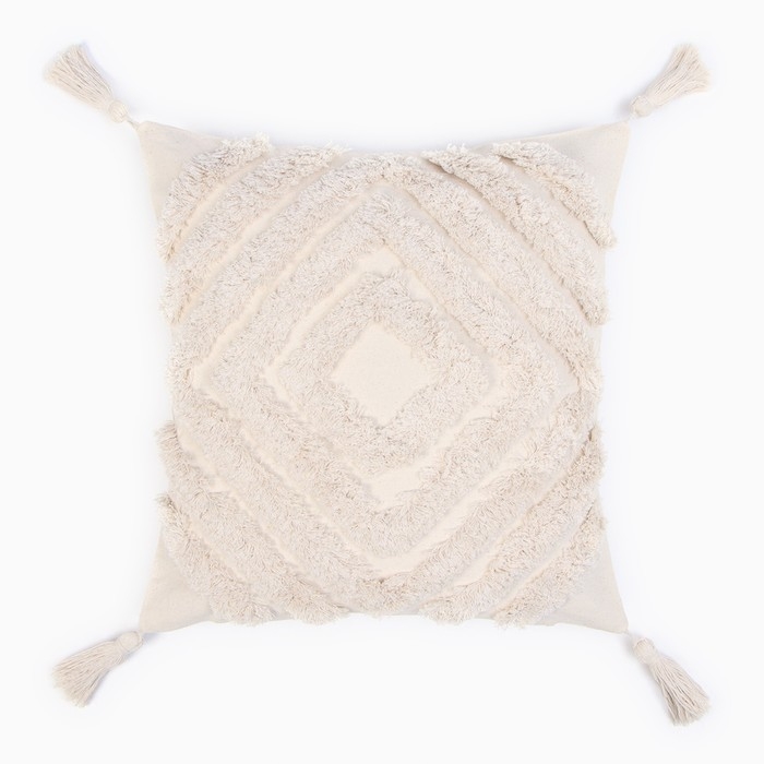 Наволочка декоративная &laquo;Этель&raquo; Бохо, 45х45 см, цвет молочный, 100% хлопок