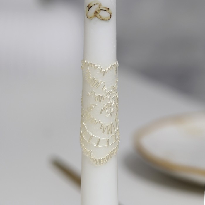 Набор свечей Набор свечей "Кружевной с бантиком" шампань: домашний очаг 6,8х15см, родительские 1,8х17,5см