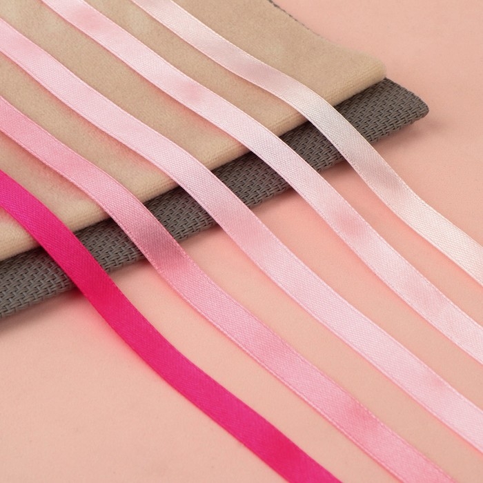 Набор атласных лент, 5 шт, размер 1 ленты: 10 мм × 23 ± 1 м, цвет розовый спектр Набор атласных лент, 5 шт, размер 1 ленты: 10 мм × 23 ± 1 м, цвет розовый спектр