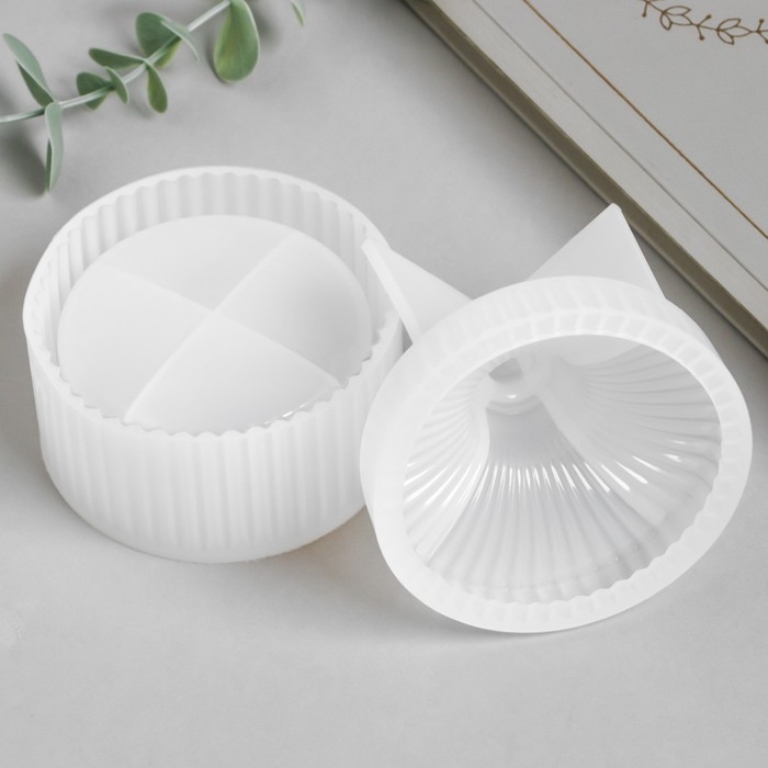 Молд силикон "Шкатулка круглая ребристая" с крышкой 6х6х8,3 см