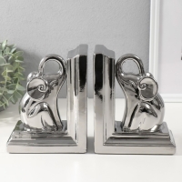 Держатели для книг керамика "Слоны" набор 2 шт серебро 14,5х9х18 см Держатели для книг керамика "Слоны" набор 2 шт серебро 14,5х9х18 см