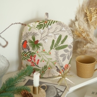 Новый год.Грелка на чайник Доляна Bullfinch 28х28 см, 100% хл, рогожка 164 г/м2