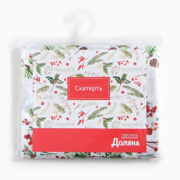Скатерть Доляна "Хвойный узор" 145*260 см, 100% п/э