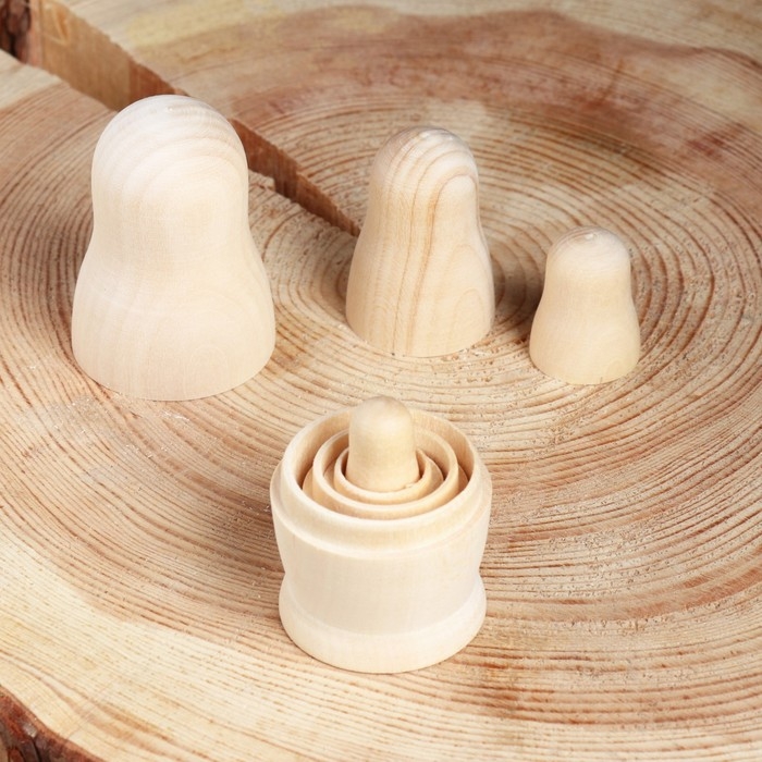 Заготовка для творчества Заготовка для творчества "Матрешка" под роспись, 4-х кукольная, дерево, 9х4,5х4,5см