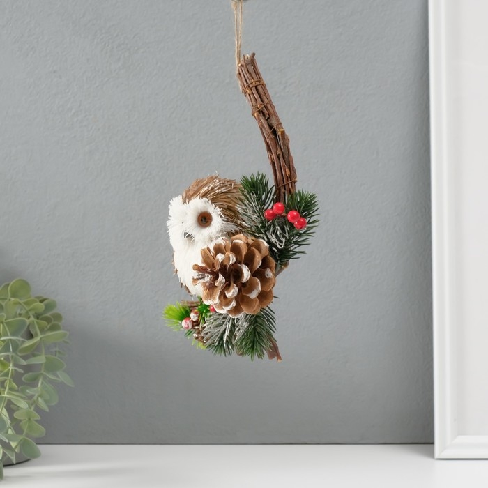 Сувенир подвеска "Совёнок с шишкой" 8,5х13х19 см