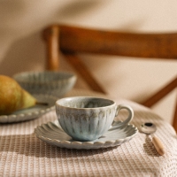 Кофейная пара фарфоровая SL Home &laquo;Эхо Крита&raquo;, 2 предмета: чашка 180 мл, блюдце d=15,5 см, цвет голубой