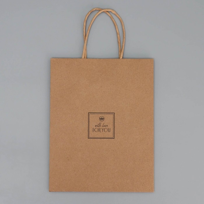 Пакет подарочный крафтовый, упаковка, &laquo;С любовью&raquo;, MS 18 х 23 х 10 см