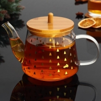 Чайник заварочный стеклянный с бамбуковой крышкой Дорого внимание «Время чудес», 600 мл Чайник заварочный стеклянный с бамбуковой крышкой Дорого внимание «Время чудес», 600 мл