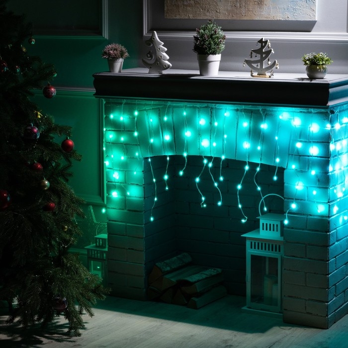 Умная гирлянда &laquo;Бахрома&raquo; 2 &times; 0.4 м роса, IP20, серебристая нить, 99 LED, пульт ДУ, приложение, свечение RGB, USB